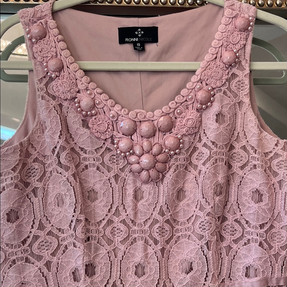 Ronni Nicole Blush Lace Mini Dress - Picture 3 of 6